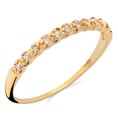 Meia Aliança de Ouro com 12 Diamantes aprox. 6 pts 18k