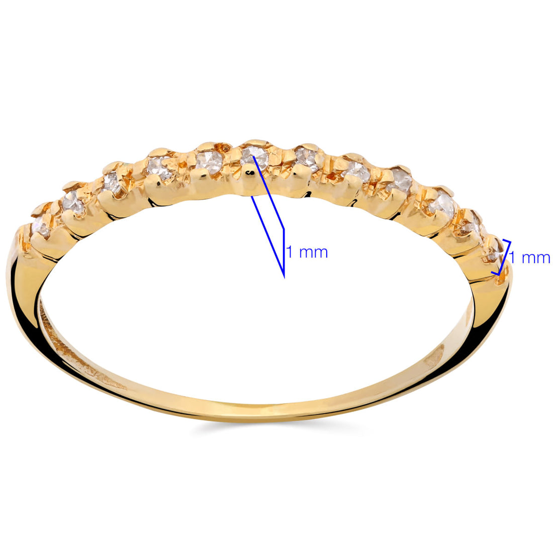 Meia Aliança de Ouro com 12 Diamantes aprox. 6 pts 18k