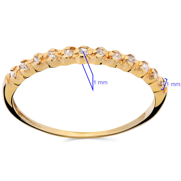 Meia Aliança de Ouro com 12 Diamantes aprox. 6 pts 18k