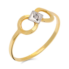 Anel Infinito Com Diamante e Detalher em Ouro Branco 18k