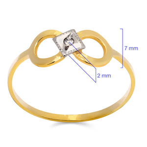 Anel Infinito Com Diamante e Detalher em Ouro Branco 18k