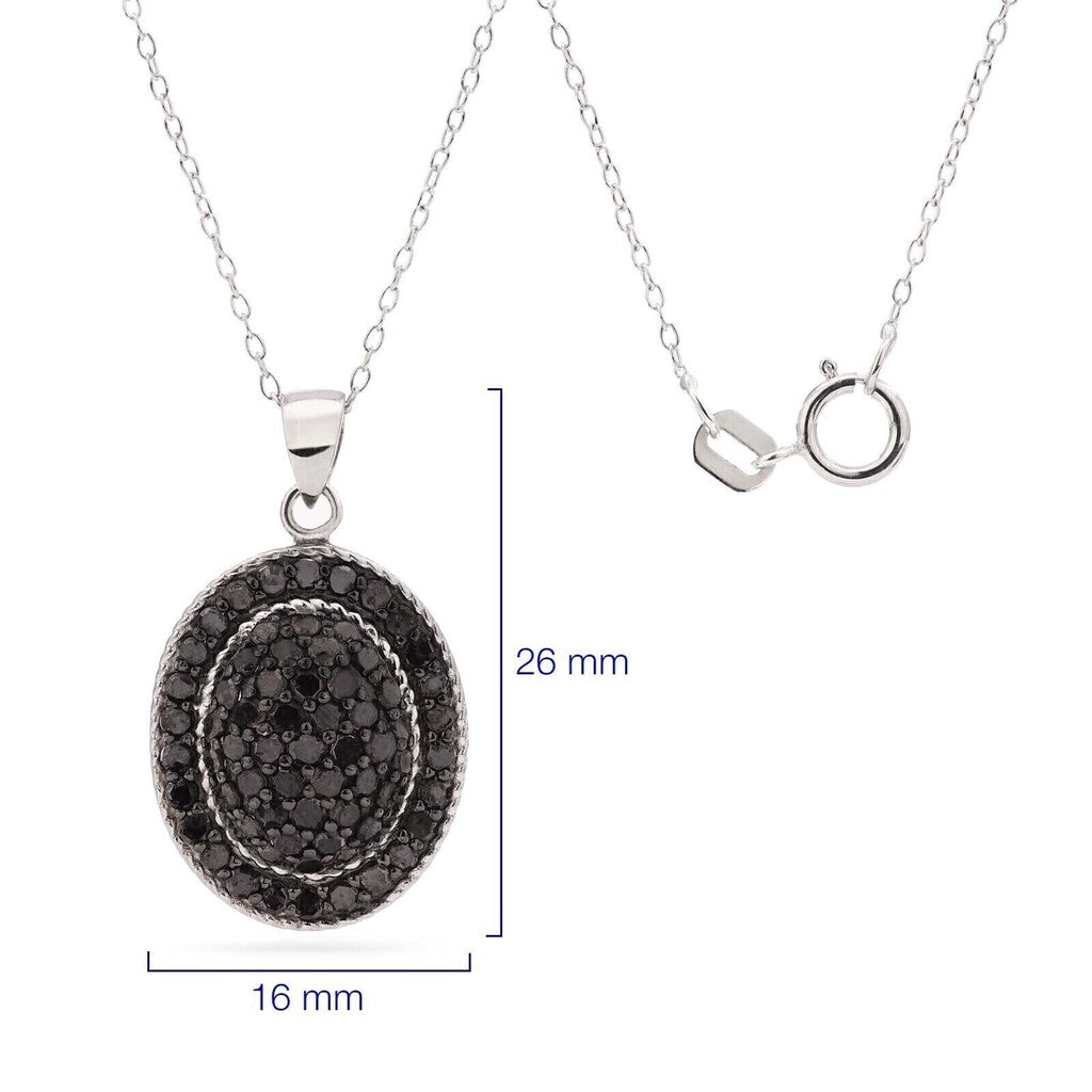 Pingente em Prata 925 com Diamantes Negros