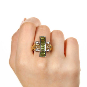 Anel em Prata 925 com  Peridoto e Rodolita
