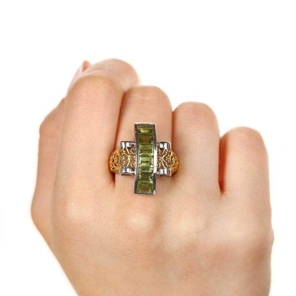 Anel em Prata 925 com  Peridoto e Rodolita