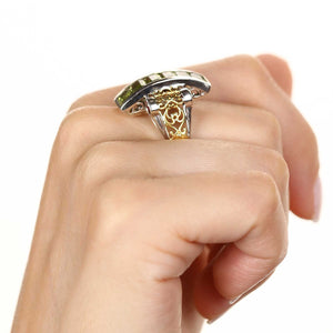 Anel em Prata 925 com  Peridoto e Rodolita