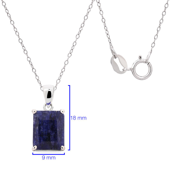 Anel, Brinco e Pingente de Prata com Safiras Retangular Aprox. 18 cts
