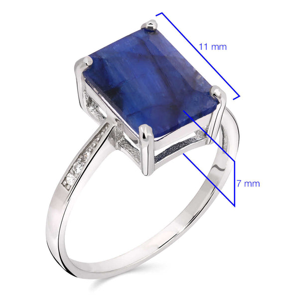 Anel, Brinco e Pingente de Prata com Safiras Retangular Aprox. 18 cts