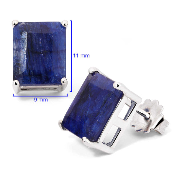 Anel, Brinco e Pingente de Prata com Safiras Retangular Aprox. 18 cts