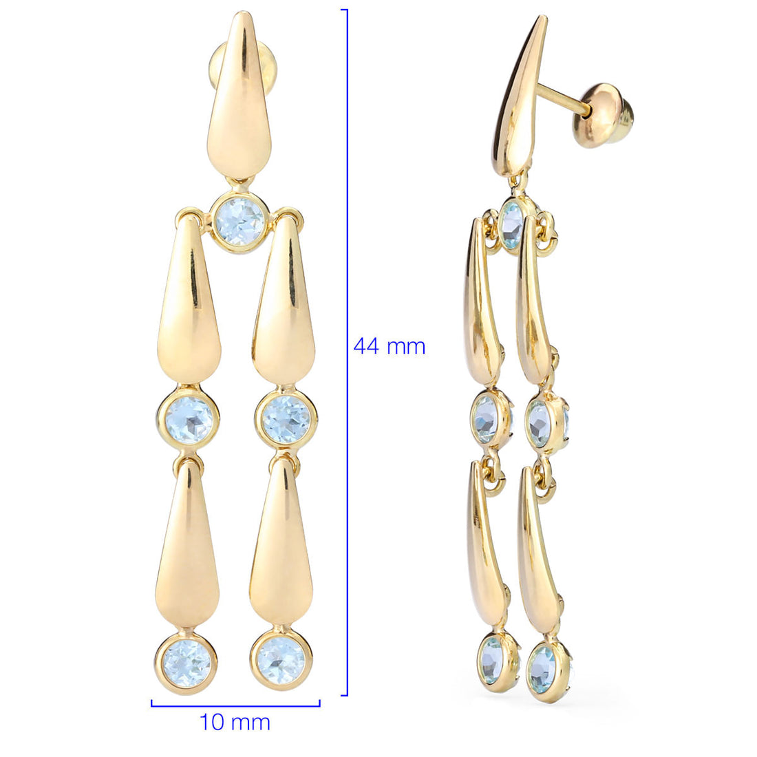 Par de Brinco em Ouro Amarelo 18k com Topázios Azuis