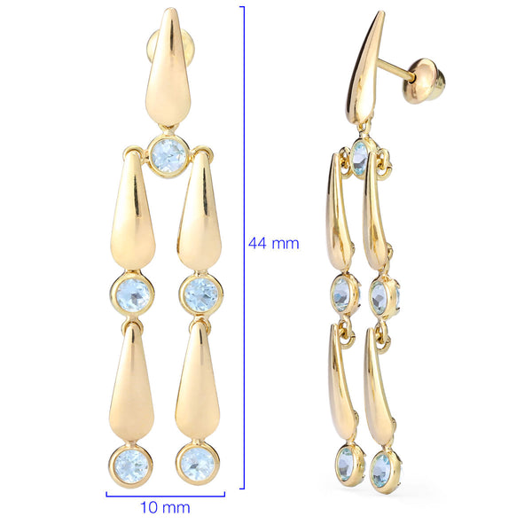 Par de Brinco em Ouro Amarelo 18k com Topázios Azuis