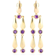 Par de Brinco em Ouro Amarelo 18k com Ametistas
