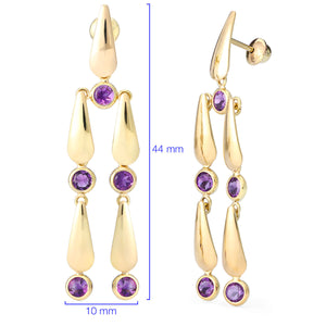 Par de Brinco em Ouro Amarelo 18k com Ametistas