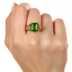 Anel em Prata 925 com Quartzo Chartreuse e Chromediopsides