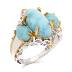 Anel de Prata com Larimar Aprox. 6,15 cts