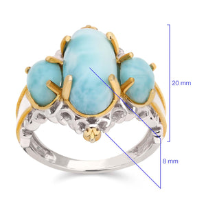 Anel de Prata com Larimar Aprox. 6,15 cts