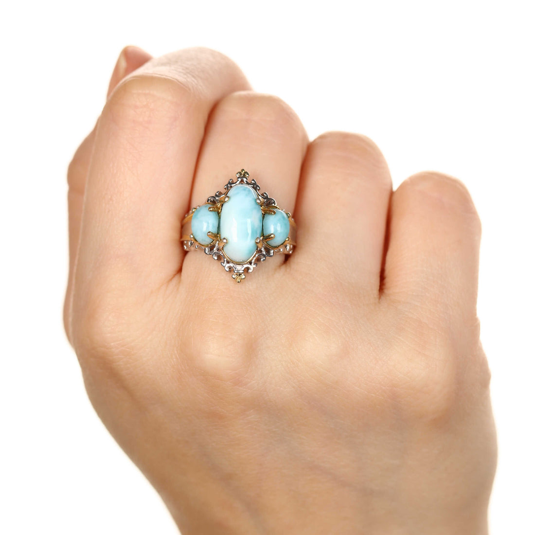 Anel de Prata com Larimar Aprox. 6,15 cts