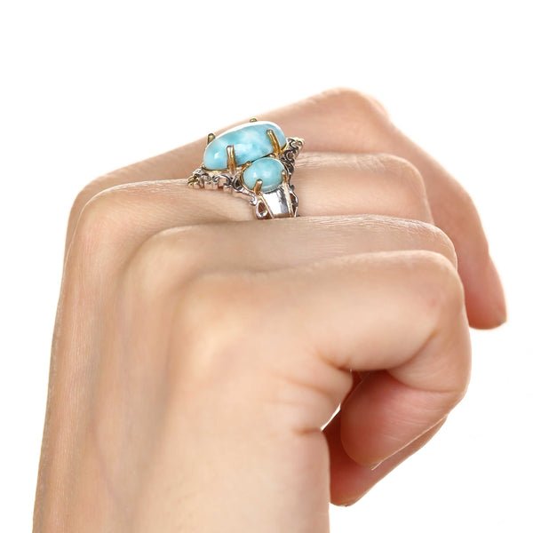 Anel de Prata com Larimar Aprox. 6,15 cts
