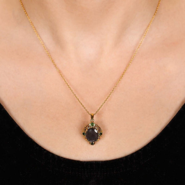 Conjunto em Prata 925 com Safiras e Chromediopside