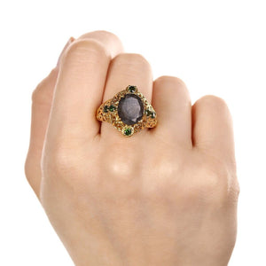 Conjunto em Prata 925 com Safiras e Chromediopside