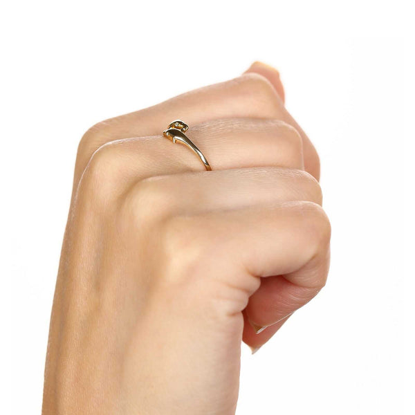 Anel Golfinhos com 4 Diamantes em Ouro Amarelo 18k