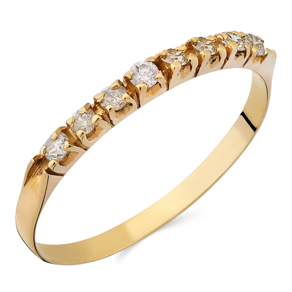 Meia Aliança com Diamantes Ouro Amarelo
