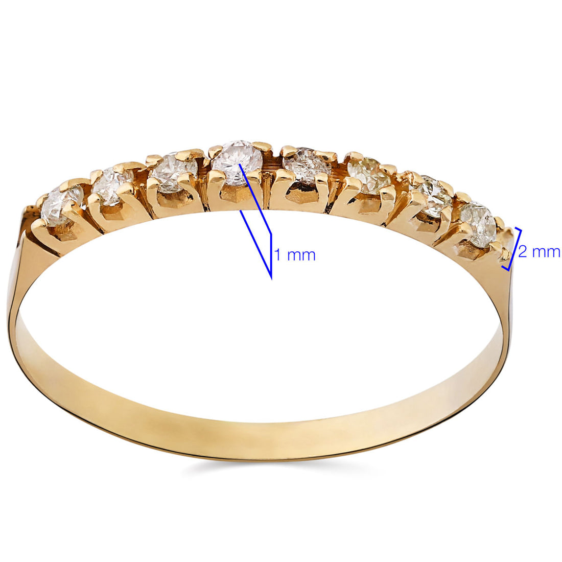 Meia Aliança com Diamantes Ouro Amarelo