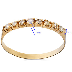 Meia Aliança com Diamantes Ouro Amarelo