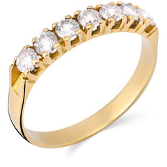 Meia Aliança com Diamantes em Ouro Amarelo 18k