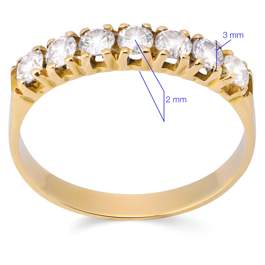 Meia Aliança com Diamantes em Ouro Amarelo 18k