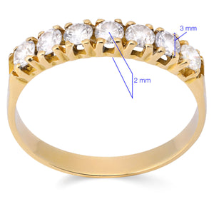 Meia Aliança com Diamantes em Ouro Amarelo 18k