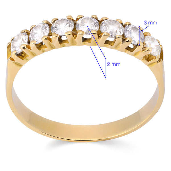 Meia Aliança com Diamantes em Ouro Amarelo 18k
