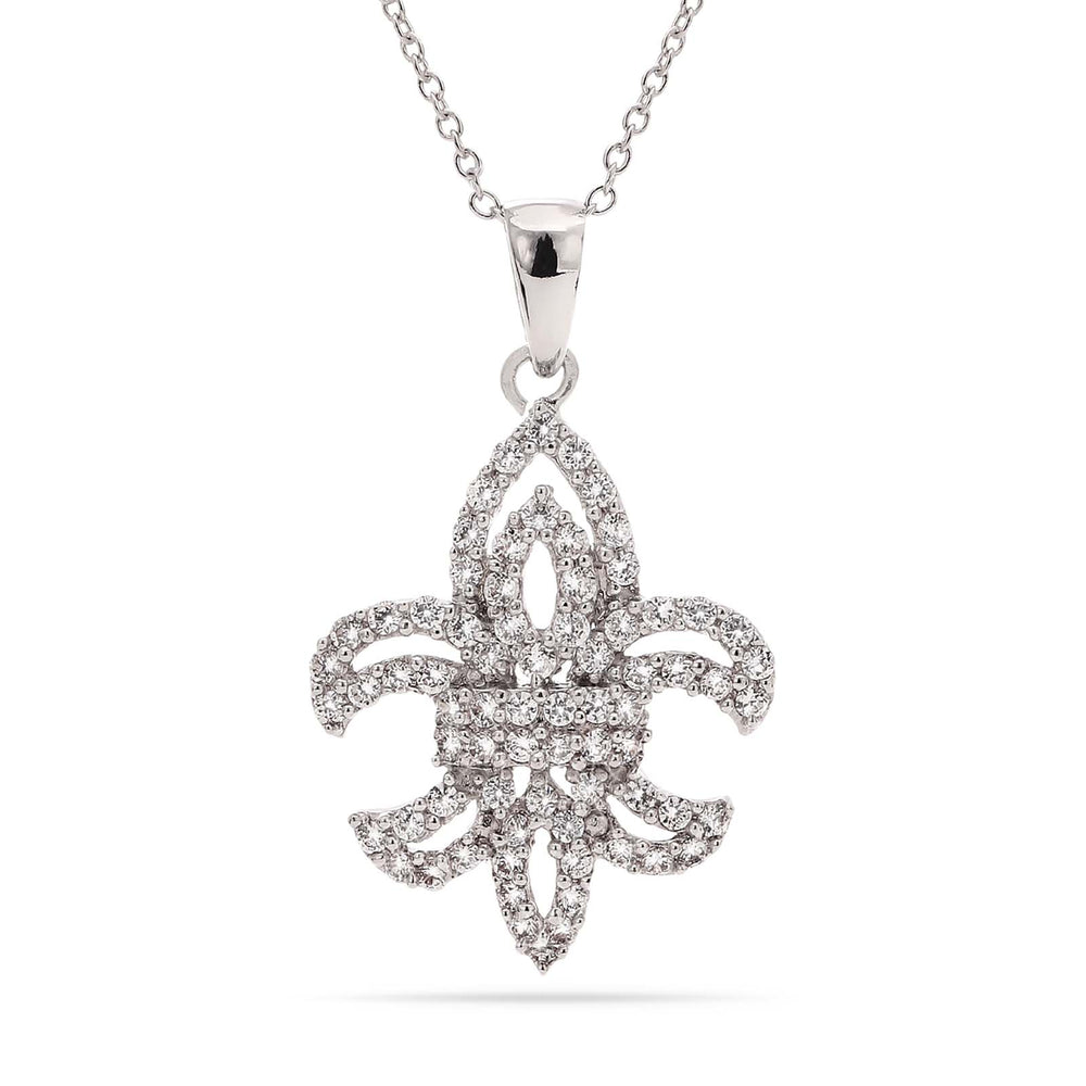Pingente em Prata 925 Flor de Lis com Zirconias