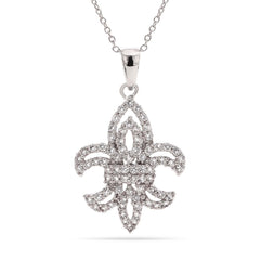 Pingente em Prata 925 Flor de Lis com Zirconias