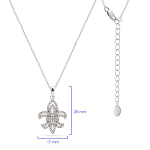 Pingente em Prata 925 Flor de Lis com Zirconias