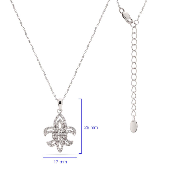 Pingente em Prata 925 Flor de Lis com Zirconias