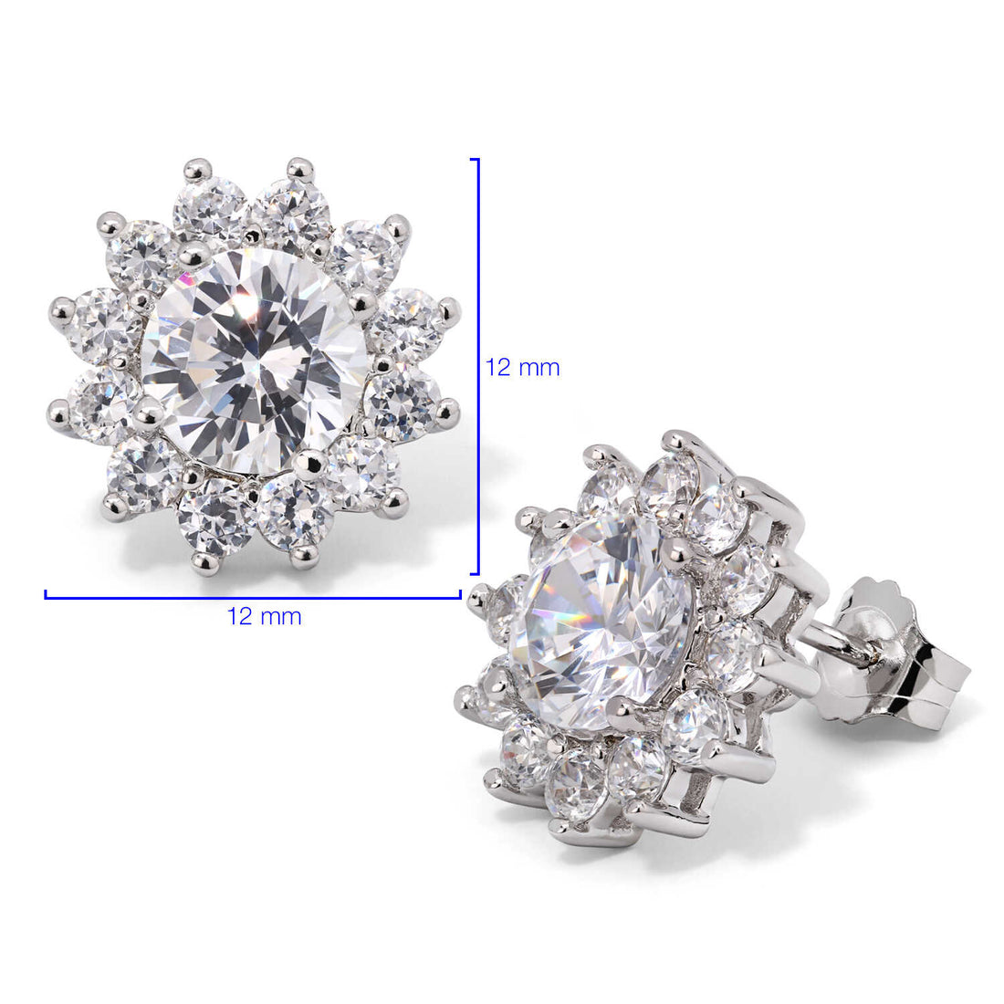 Par de Brinco de Prata Flor com Zirconias Aprox. 4,42 cts