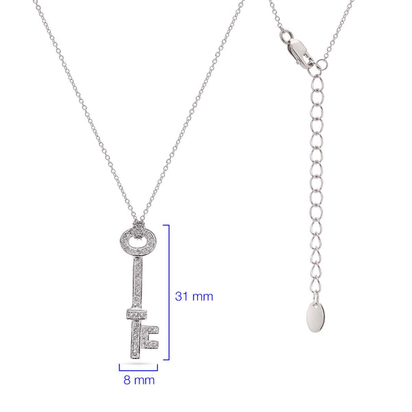 Pingente em Prata 925 Chave com Zirconias