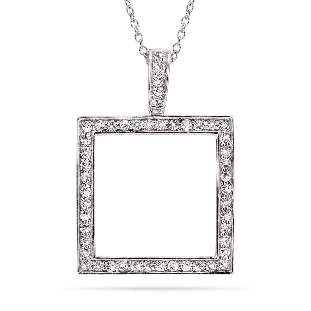 Pingente em Prata 925 Quadrado com Zirconias