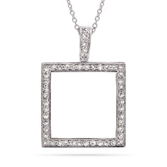 Pingente em Prata 925 Quadrado com Zirconias