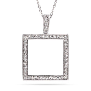 Pingente em Prata 925 Quadrado com Zirconias