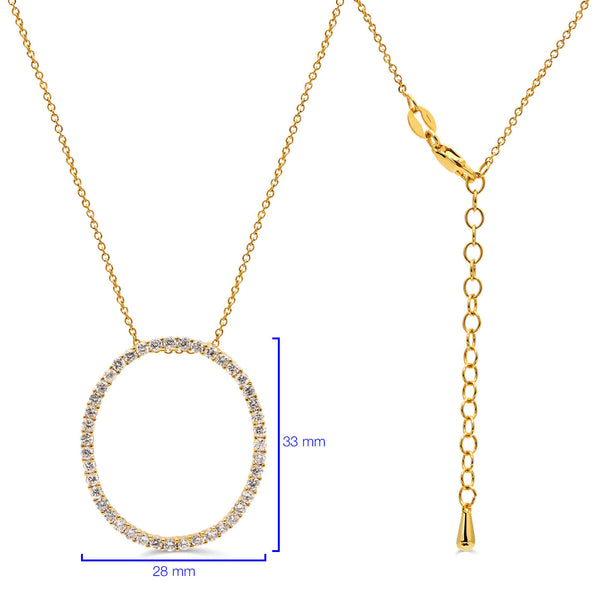 Pingente em Prata 925 Oval com Zirconias