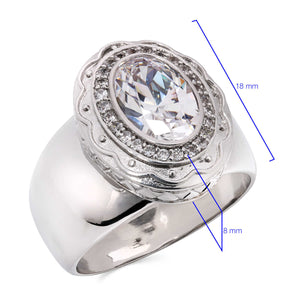 Anel de Prata Oval com Zircônias Aprox. 5,61 cts