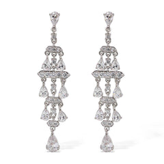 Par de Brinco Em Prata 925 Chandelier com Zirconias