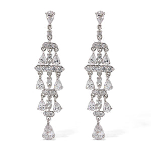 Par de Brinco Em Prata 925 Chandelier com Zirconias