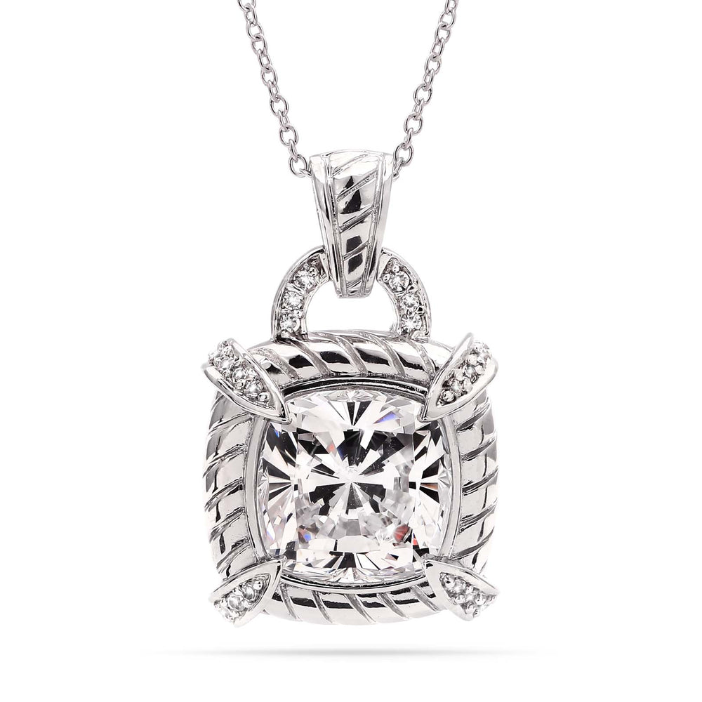 Pingente em Prata 925 Quadrado com Zirconias