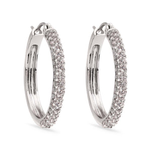 Par de Brinco Argola de Prata com Zirconias Aprox. 4,82 cts - 2,4 cm