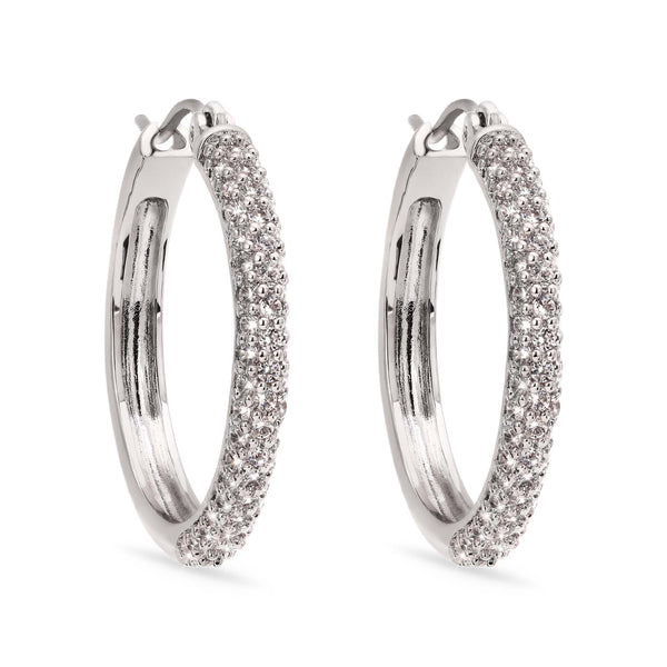 Par de Brinco Argola de Prata com Zirconias Aprox. 4,82 cts - 2,4 cm