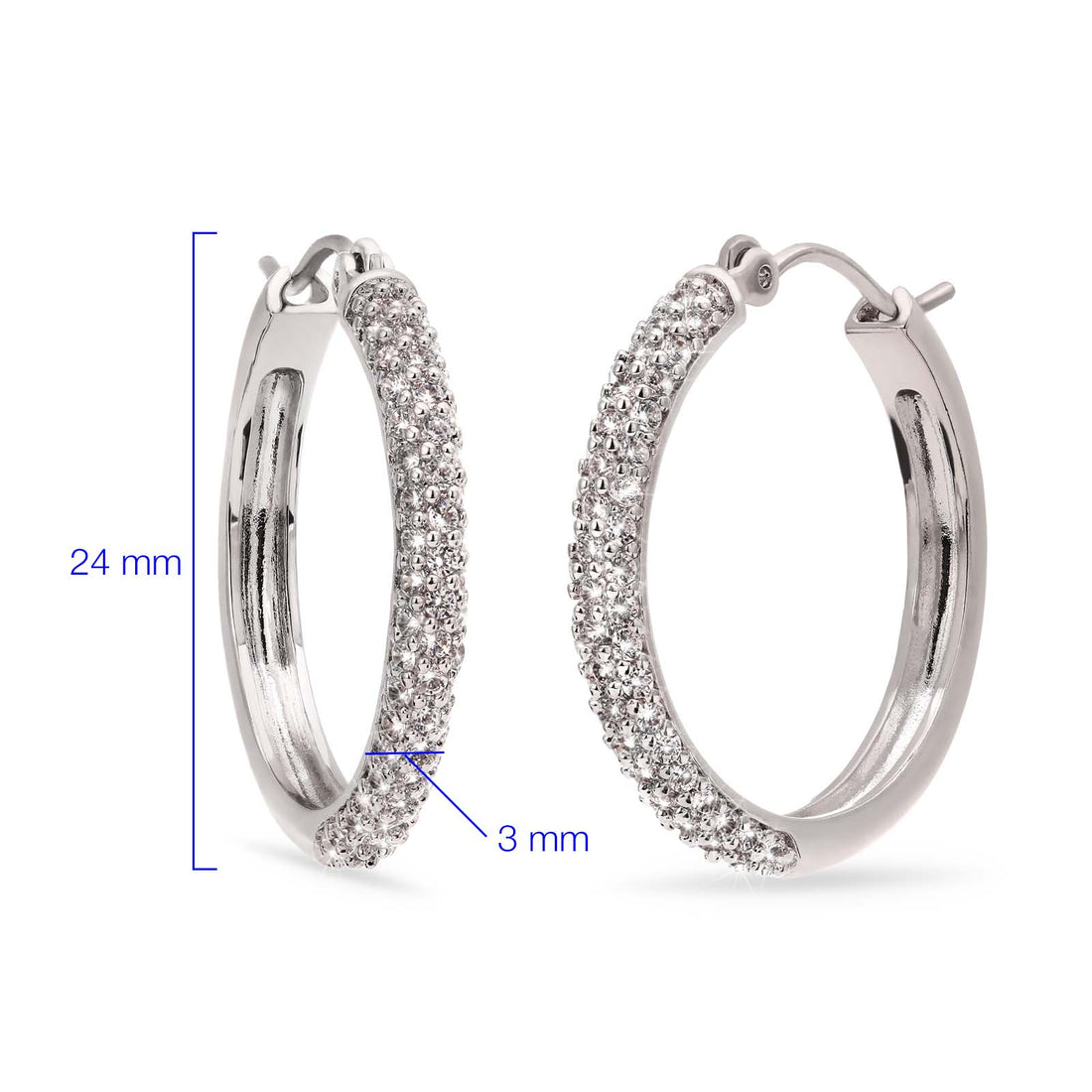 Par de Brinco Argola de Prata com Zirconias Aprox. 4,82 cts - 2,4 cm