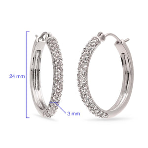 Par de Brinco Argola de Prata com Zirconias Aprox. 4,82 cts - 2,4 cm