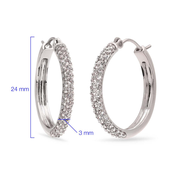 Par de Brinco Argola de Prata com Zirconias Aprox. 4,82 cts - 2,4 cm